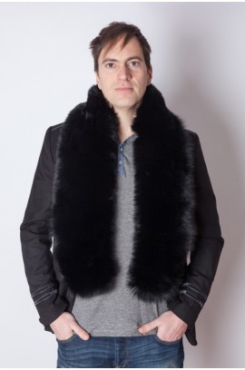 Black fox  fur scarf - unisex